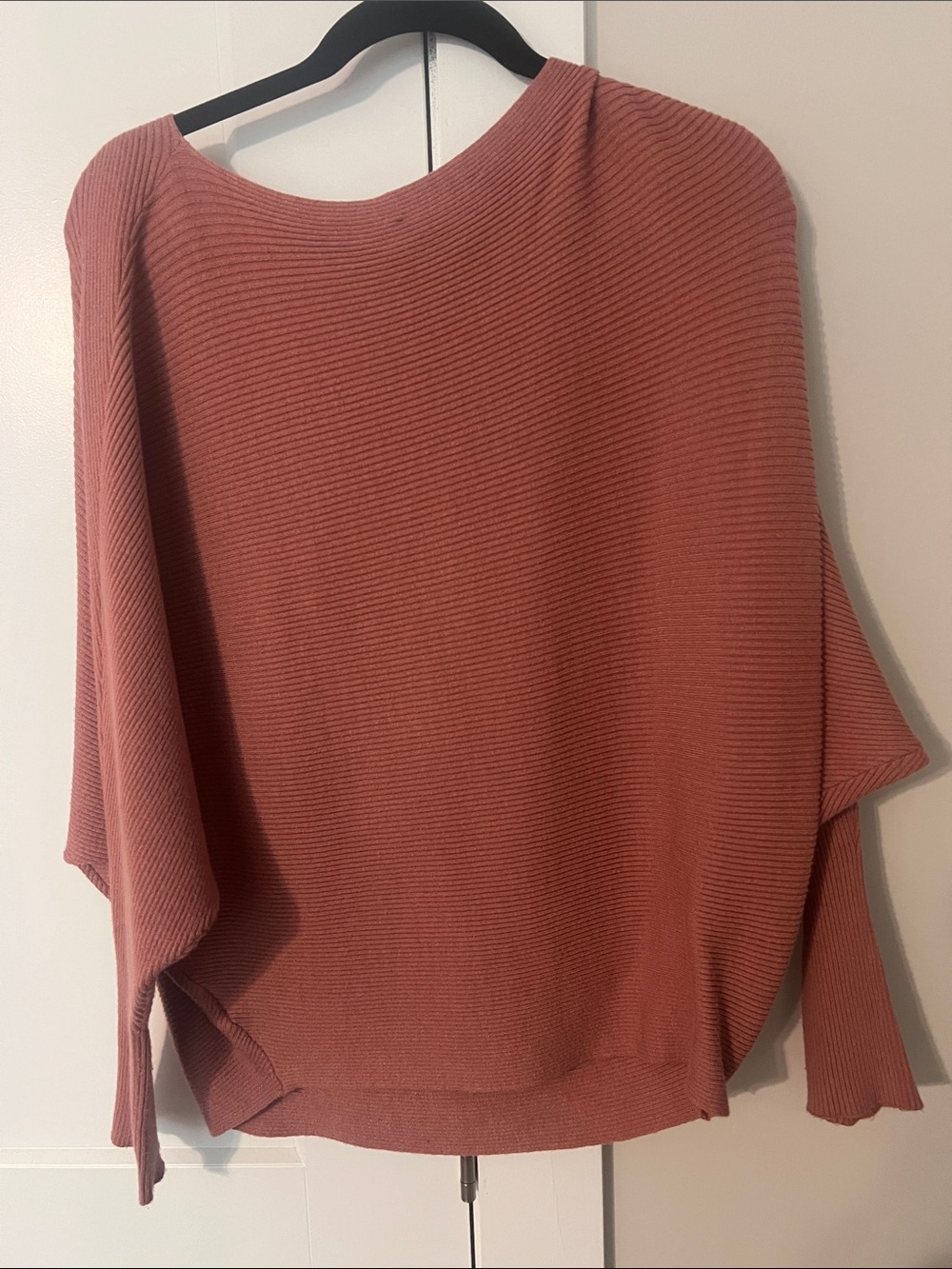 Philosophy Off-the-Shoulder Ribbed Sweater - Rust - Picture 3 of 3